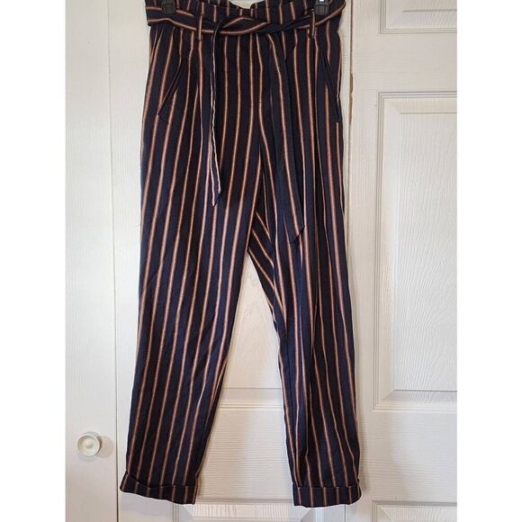 Zara Navy Striped Pants - Picture 1 of 10